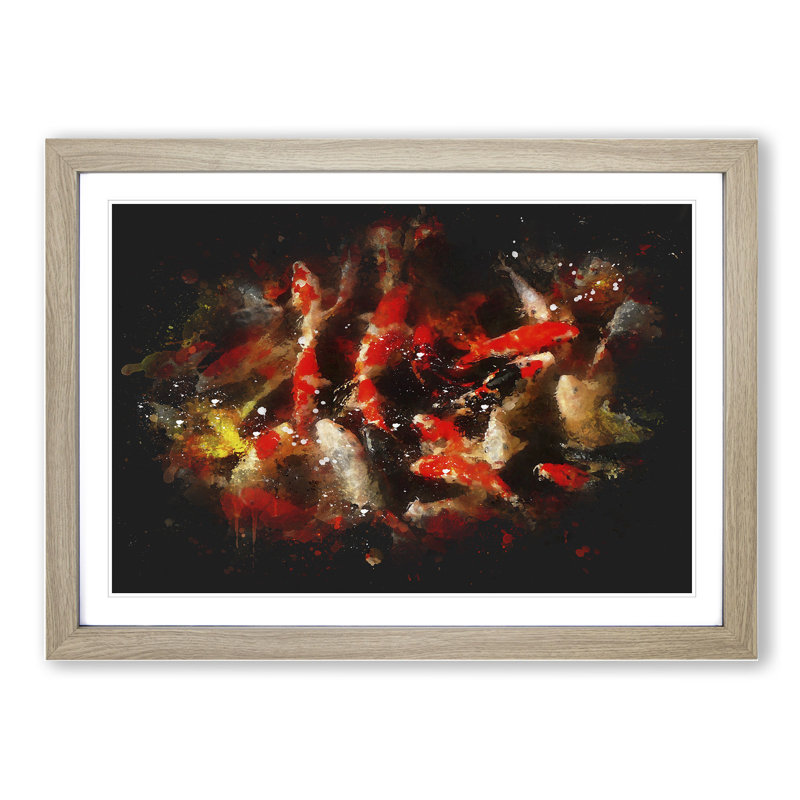 Many Fish - Picture Frame Graphic Art, 48cm H x 65cm W x 2cm D, Oak Framed