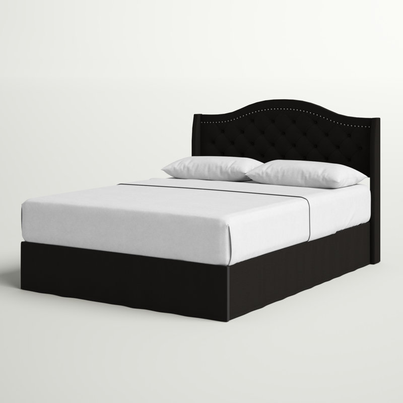 Upholstered Wingback Storage Bed, Queen, Black