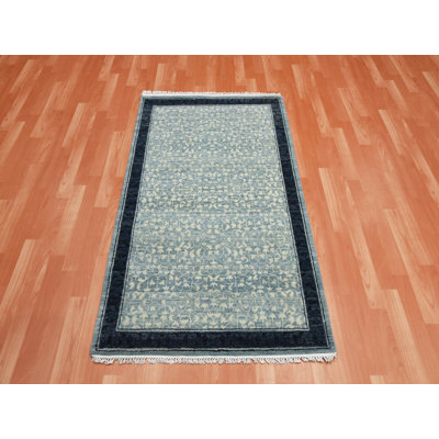 New Hand Knotted Blue Wool Rectangle Oriental Rug - MOA10275259