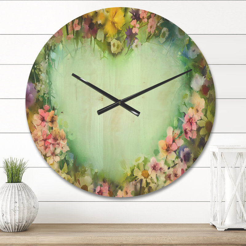 Horloge murale fleurs en forme de cœur, Moyenne