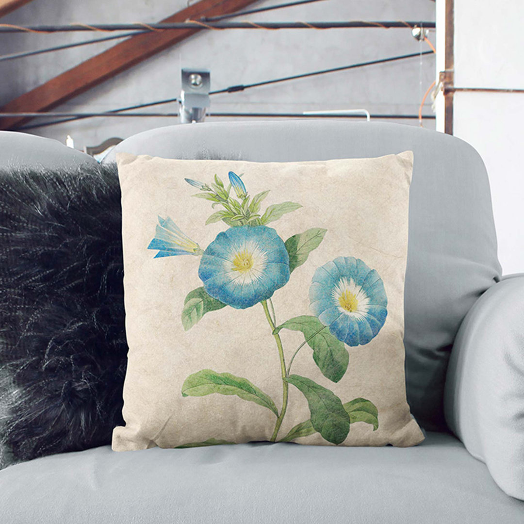 Field Bindweed Flowers by Pierre-Joseph Redoute Cushion with Filling