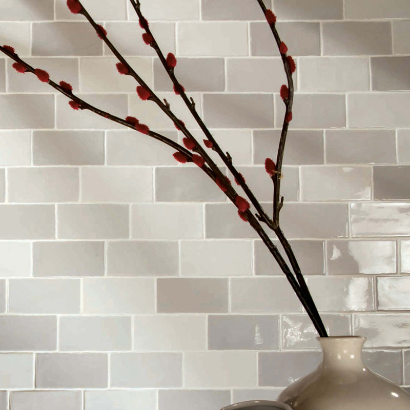 Antic Craquelle 3" x 6" Ceramic Brick Look Tile, Craquele Soho Gray