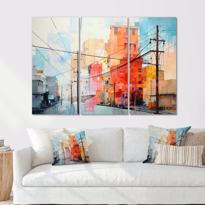 Minimalisme Power Lines City Veins - ensemble de reproductions d'art mural Power Lines