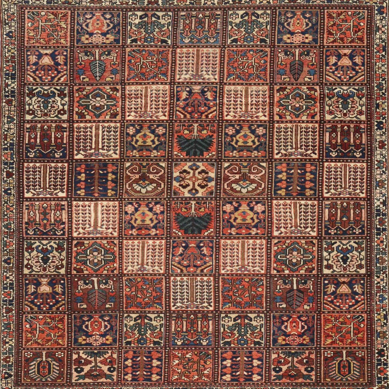 Tapis rouge / brun Patchwork, Rond 5 pi
