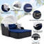 Lit de bronzage d'extérieur 79,9 po avec auvent réglable, lit double, lit de repos en rotin PE, osier et coussin