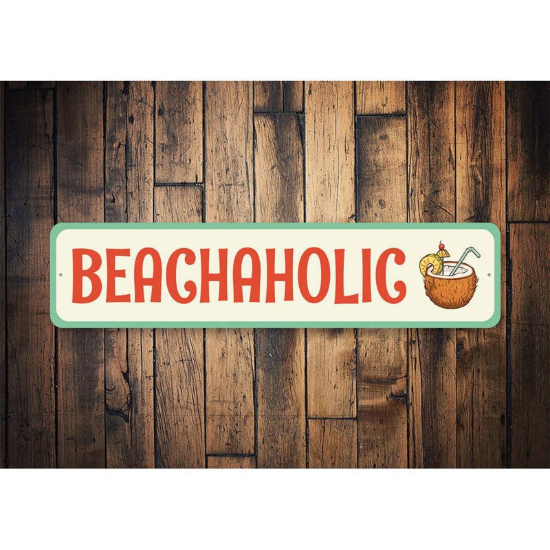 Enseigne Beachaholic Aluminium, H 6 po x l 24 po x P 0,06 po
