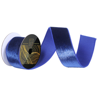 Ruban filaire en velours cobalt 2,5 po x 10 po. Envers en cobalt Dupion.