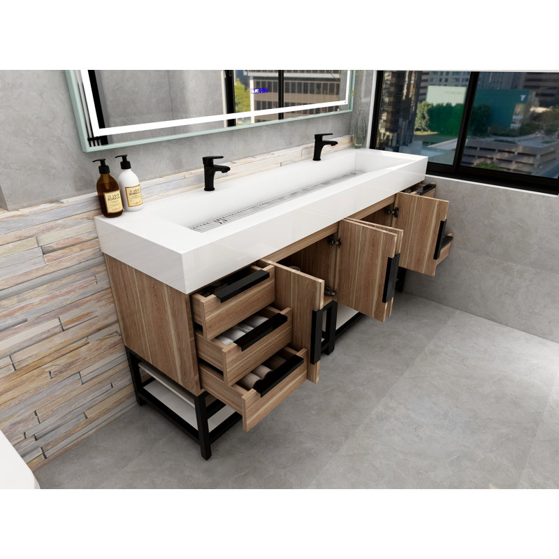 Meuble-lavabo sur pied simple de 72 po Jessica, Chêne naturel
