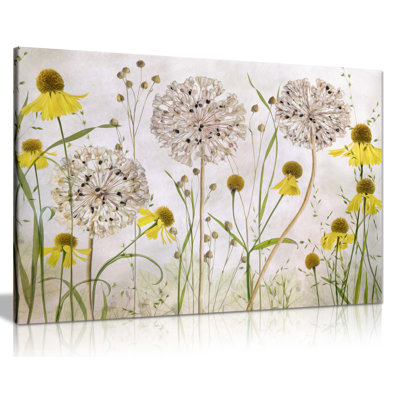 Panther Print Fine Art Prints Yellow Summer Flower Garden Artistic Framed Canvas Prints, Pictures For Home Walls, Bedroom, Living Room & Bathroom Decor - Wrapped Canvas Art Prints