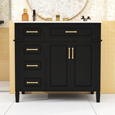 Meuble-lavabo avec 4 tiroirs (1 rabattable), 2 portes et tablette réglable