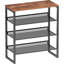 Range-chaussures industriel - Range-chaussures robuste en acier pour entrée avec dessus spacieux - Tablettes de rangement en maille - Support à chaussures réglable pour l'organisation de garde-robe (4 niveaux)