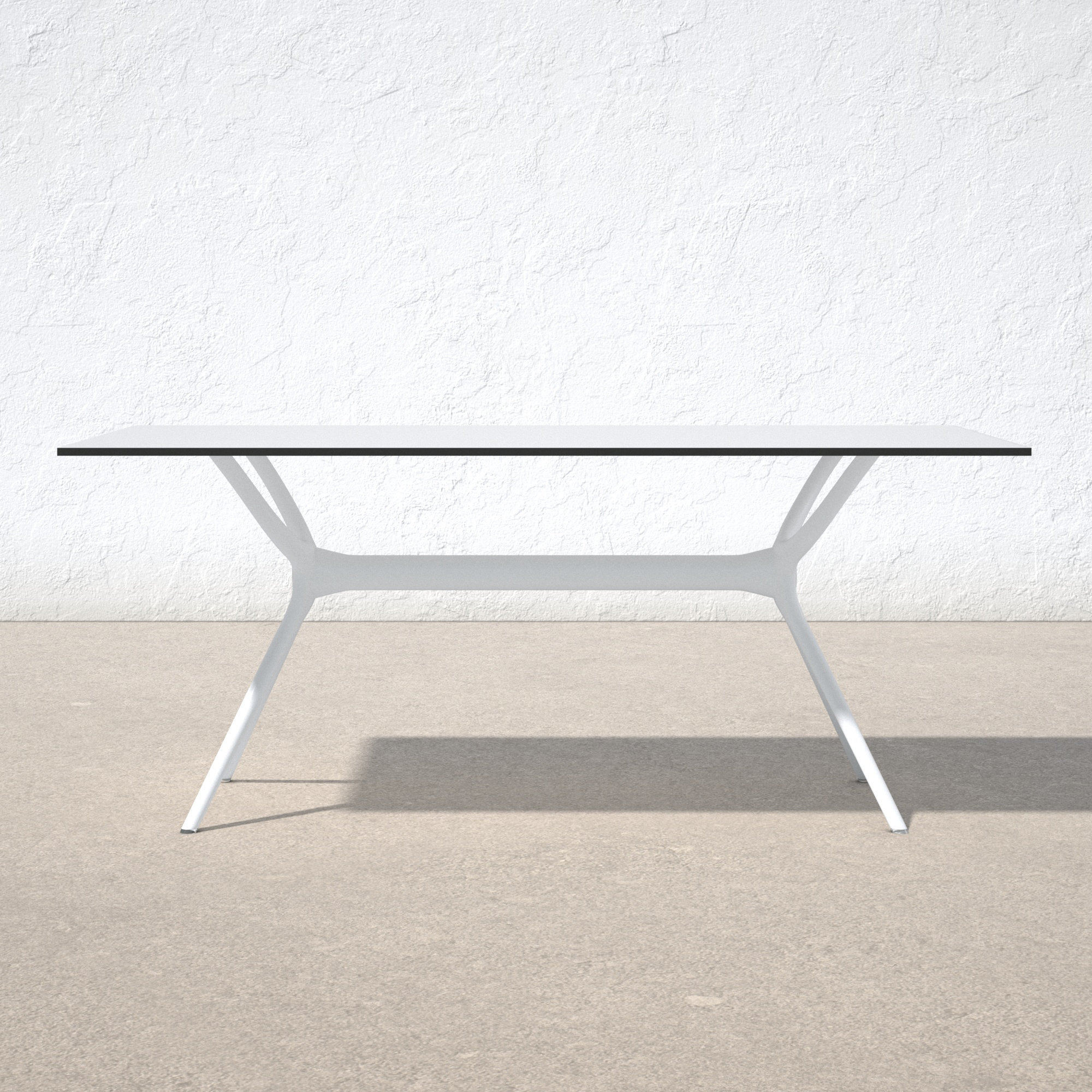 Farrah Synthetic Laminate Outdoor Dining Table, White, 29.5" H x 71" L x 35.5" W