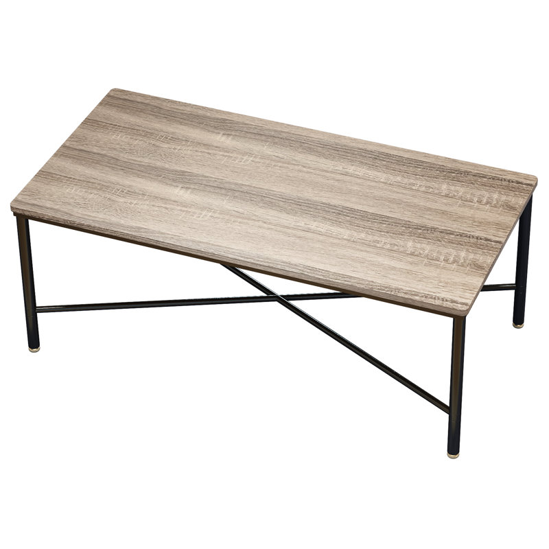 Logan Rectangular Coffee Table with Wooden Top & Metal Frame