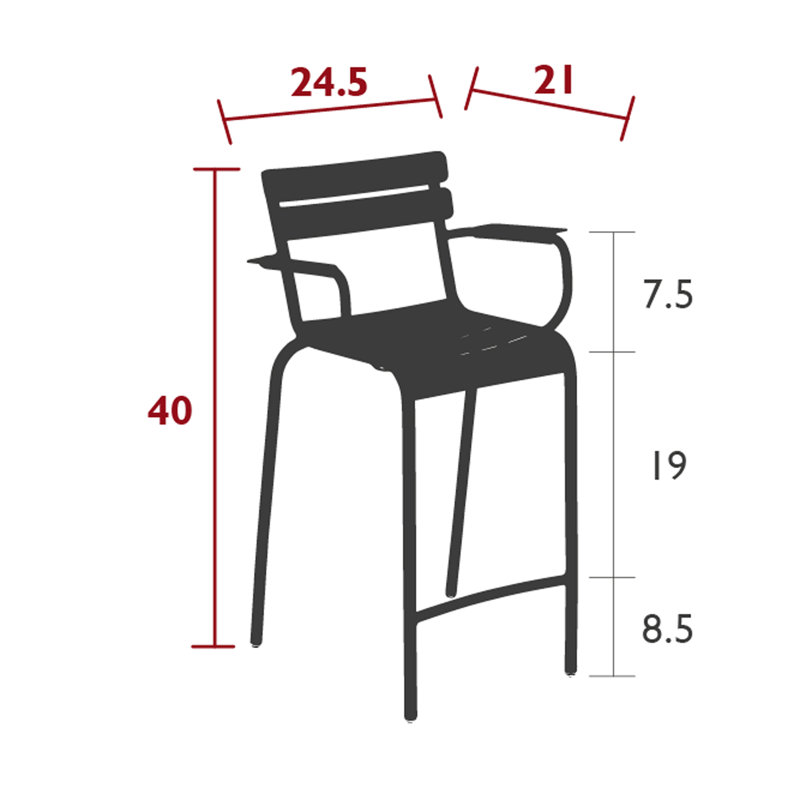 Luxembourg Outdoor Bar Stool, Liquorice