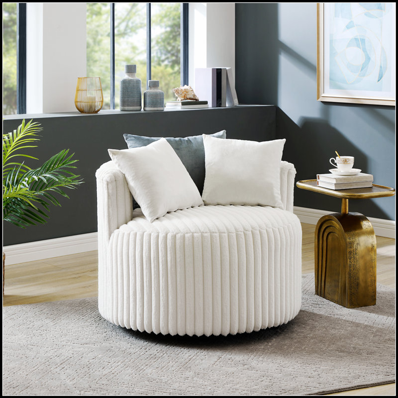 Fauteuil d'appoint rembourré en velours côtelé moelleux avec roulettes pour un confort et une mobilité ultimes