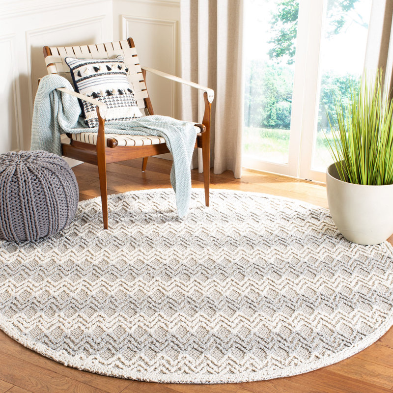 Hamlin Trace Hand Tufted Wool Chevron Rug, Round 6'