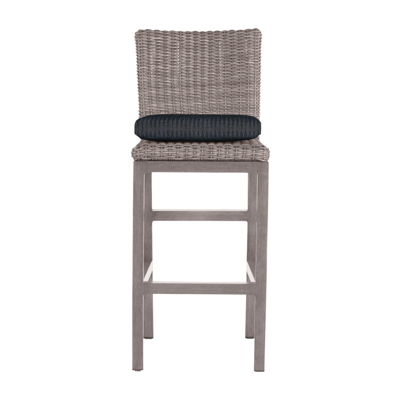 Rustic 30.5" Patio Bar Stool with Cushion, No Welt, Oyster, Verona Fossil