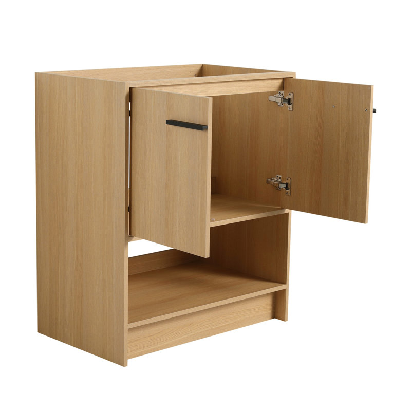 Armoire de salle de bain autoportante avec 2 portes, Chêne