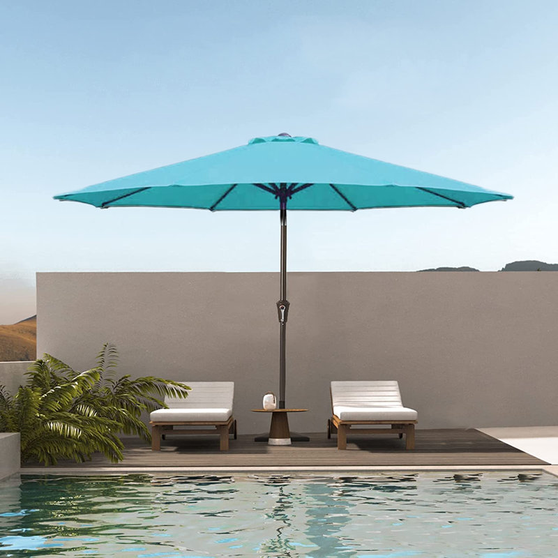Parasol de table Brixxon, H 90 po x l 90 po x P 90 po, Bleu