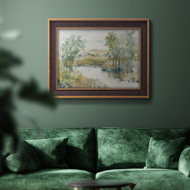 «Trees On The Creek I», peinture sur toile encadrée, H 21 po x l 25 po x P 2,5 po