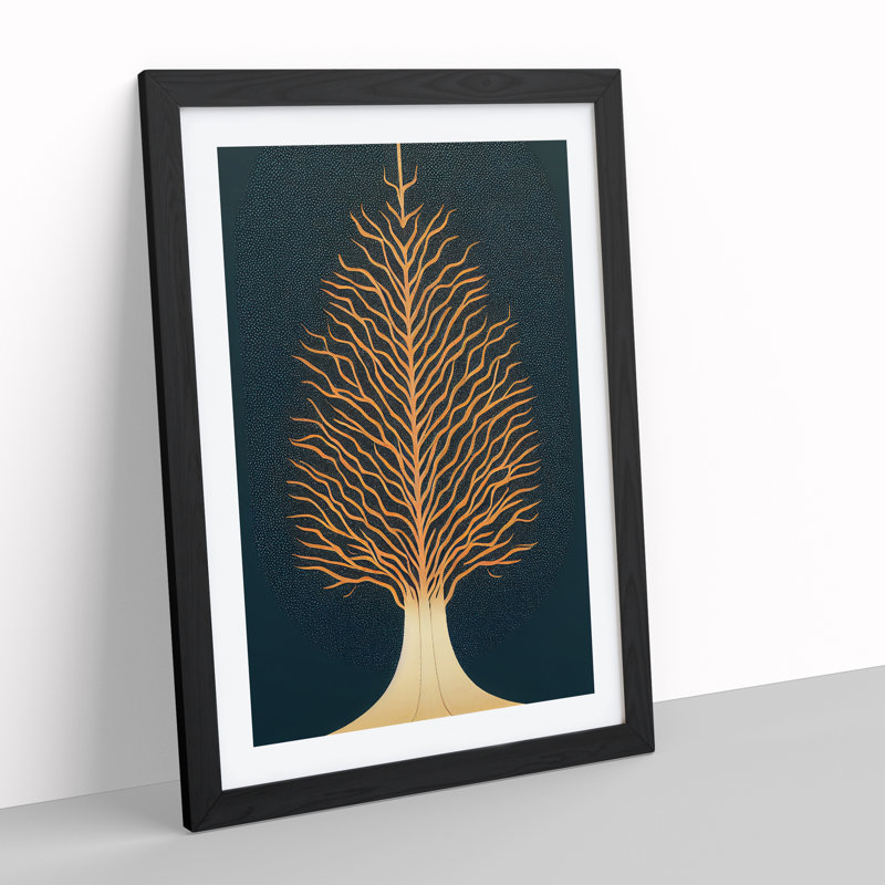 Art Nouveau Tree No.2 - Single Picture Frame Print, Black Framed, 64cm H x 46cm W x 2cm D