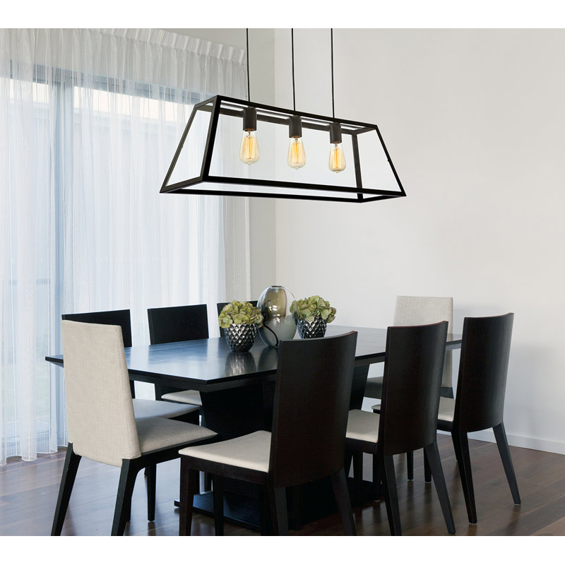 Kew 3 - Light Clear / Black Kitchen Island Pendant