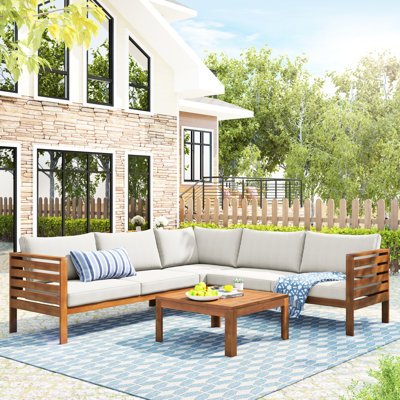 Japanese Aesthetic Of Wood With Water - And Protected Beige Foam Cushions Outdoor Cushions, Ideal For Patio