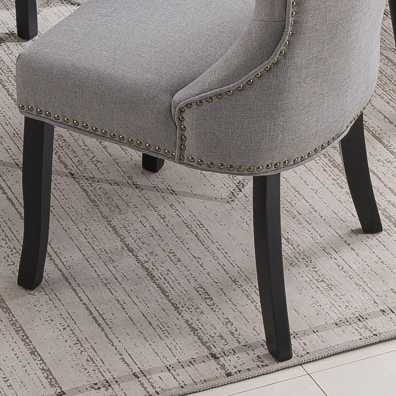 Chaise d'appoint à oreilles capitonnée en lin rembourrée (ensemble de 2), gris