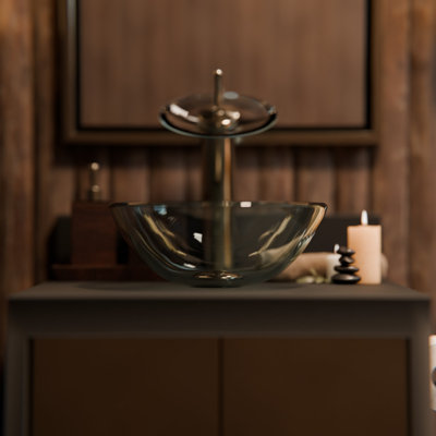 Lavabo de salle de bain vasque circulaire en verre