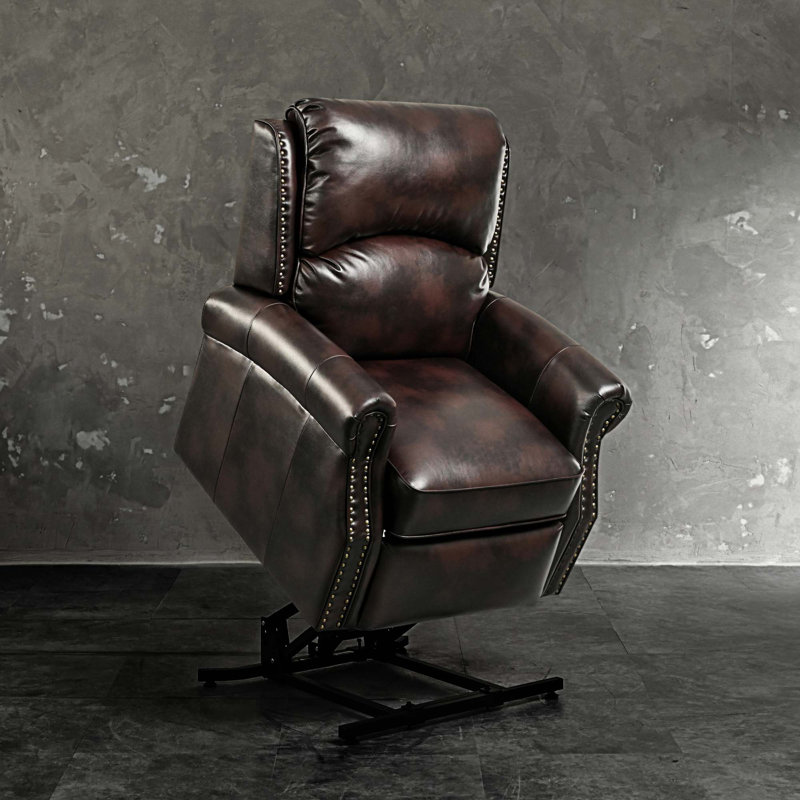 Fauteuil de massage chauffant en cuir, Cuir brun
