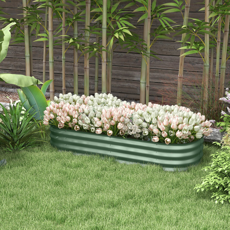 Jardinière galvanisée surélevée - 1,5 m x 0,6 m, jardinière extérieure en métal avec bordure, idéale pour la culture d'herbes aromatiques, de fleurs et de légumes. Pot à fleurs surélevée de 30 cm, élément décoratif et support.