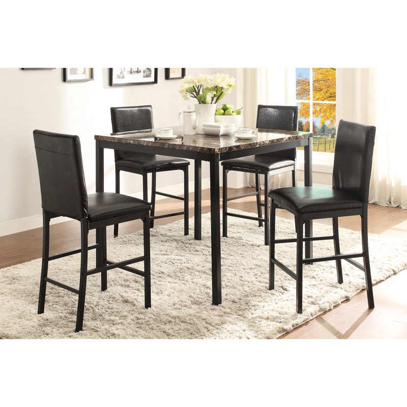 Table de salle à manger à hauteur de comptoir avec faux marbre et métal pour cadre luxueux 40 "X
