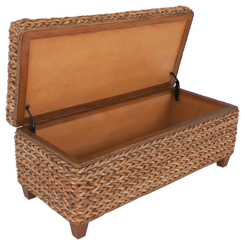 Banc de rangement en osier tissé à la main Arleen, Naturel