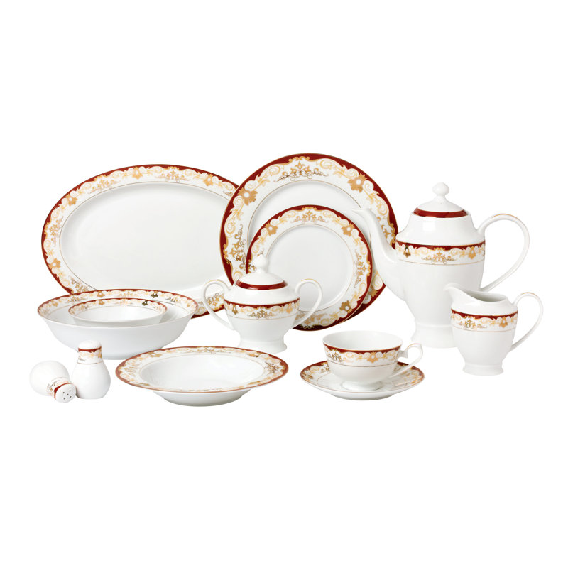 Service de table 57 pièces, service pour 8 Lorren Home Trends La Luna Bone China