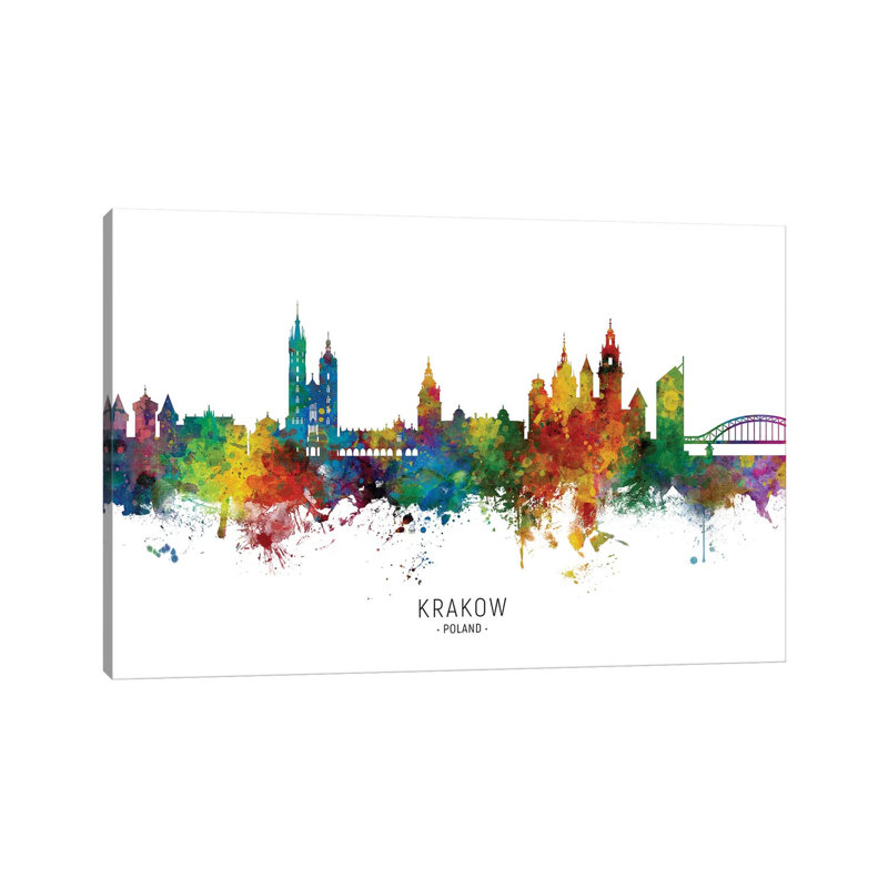 «Krakow Pologne Skyline» par Michael Tompsett, impression sur toile tendue, H 26 po x l 40 po x 1,5 po