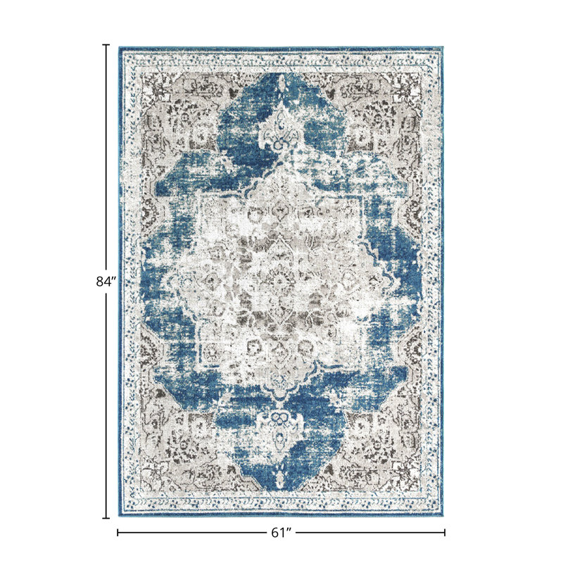 Tapis bleu sarcelle Harlow, Rectangle 2 pi 6 po x 4 pi