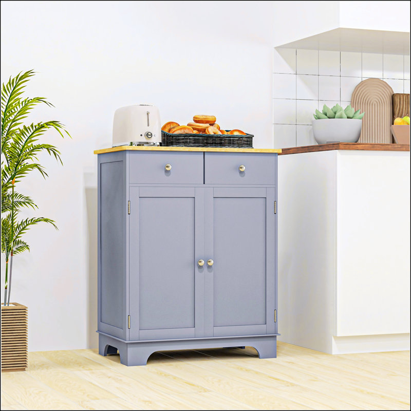 Armoire avec 2 tiroirs et tablettes réglables, Bleu