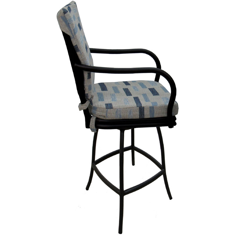 Tabouret de bar d'extérieur avec coussin 26,00 po Schaun, Noir