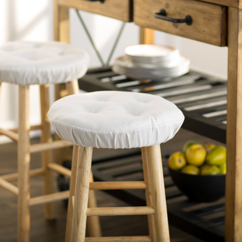 Non-Slip Solid Barstool Seat Cushion, 14-Inches Round, Ivory