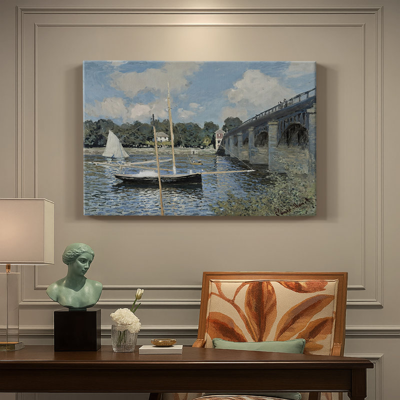 The Road Bridge at Argenteuil-Claude Monet-Gallery Wrapped Canvas-1874, 8 x 12
