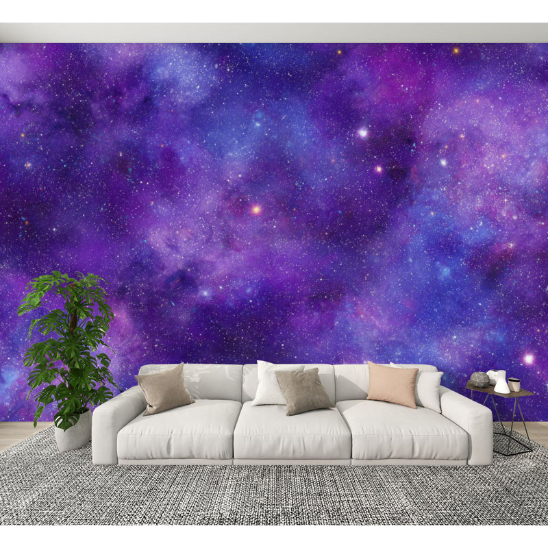 Papier peint adhésif autocollant mauve Space Galaxy, L 144 po x l 100 po