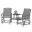 2-Seater Outdoor Glider Bench with 2-Tier Center Table, Breathable Mesh Fabric Seat Gray