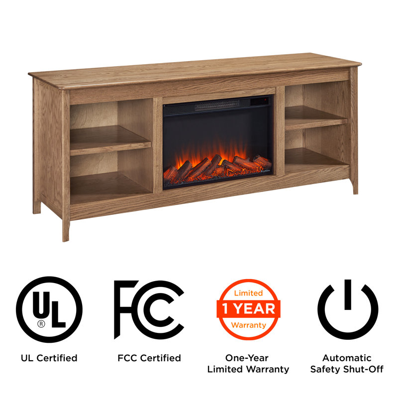 Fraley 68" Electric Fireplace TV Stand, Tan Oak
