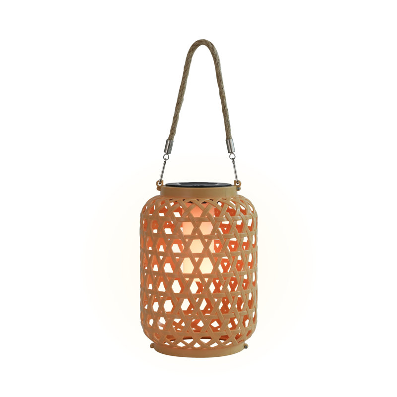 Outdoor Solar Rattan-Style LED Lantern With Handle