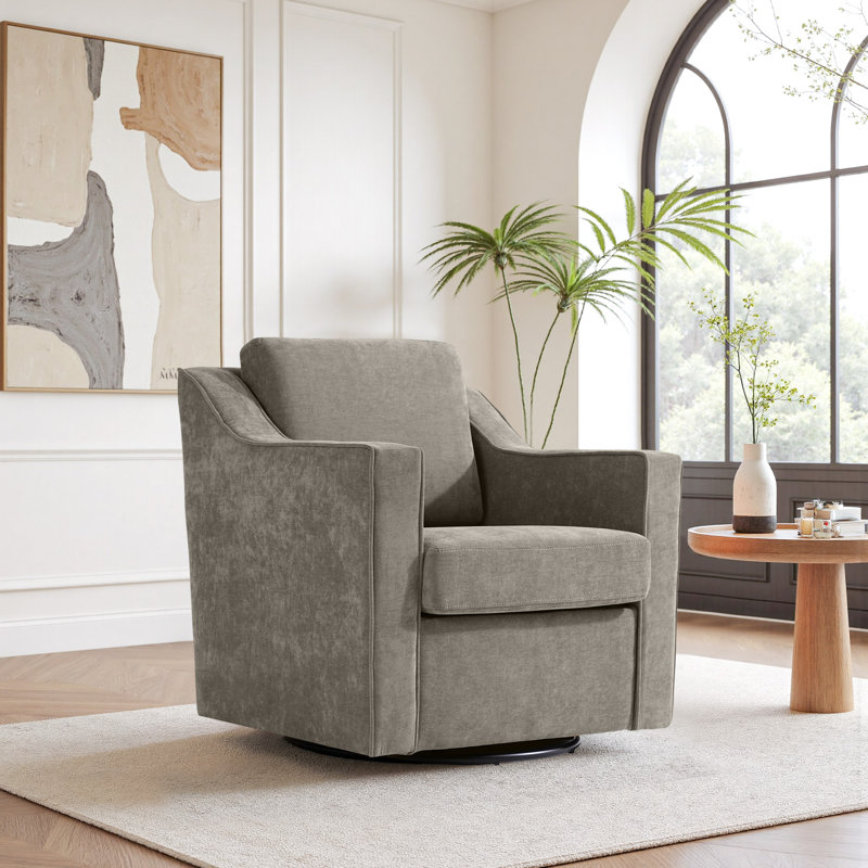 Upholstered Swivel Armchair, Sand Chenille