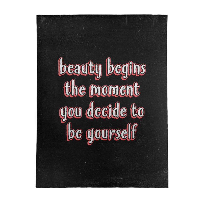 Tapis en chenille de polyester style citations True Beauty Quote, Rectangle 9 pi x 12 pi