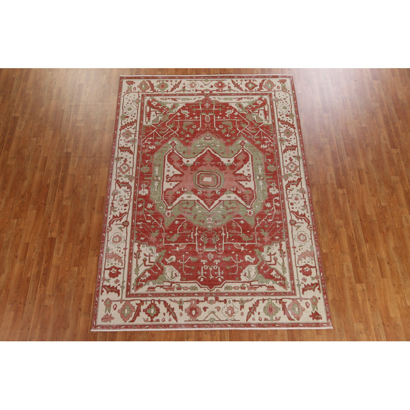 Tapis rouge en laine rouge Heriz Serapi