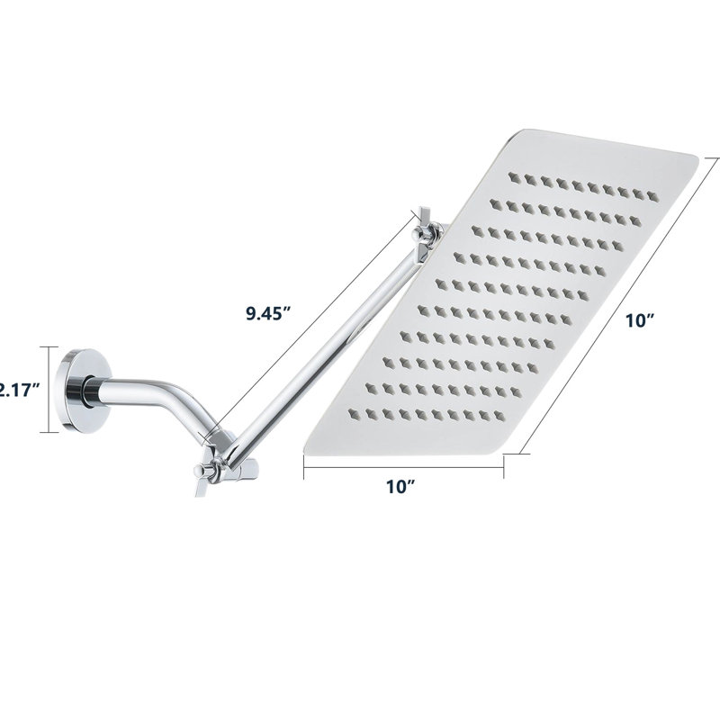 10" Shower Head - Stainless Steel, Leak Square Showerhead Corrosion, Silver