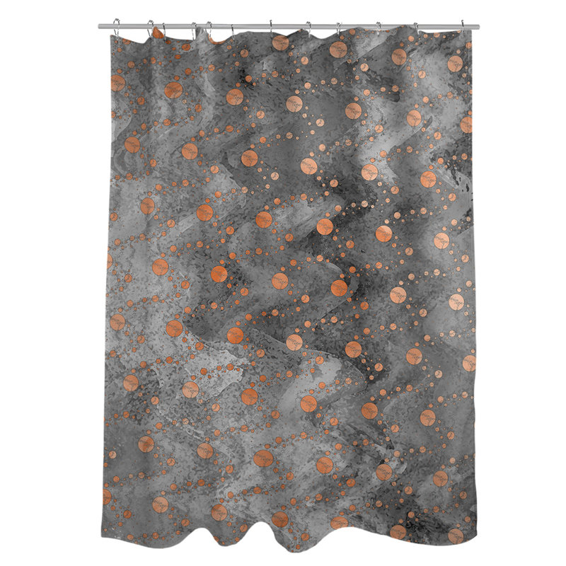 Rideau de douche simple planètes et étoiles, Orange / Noir