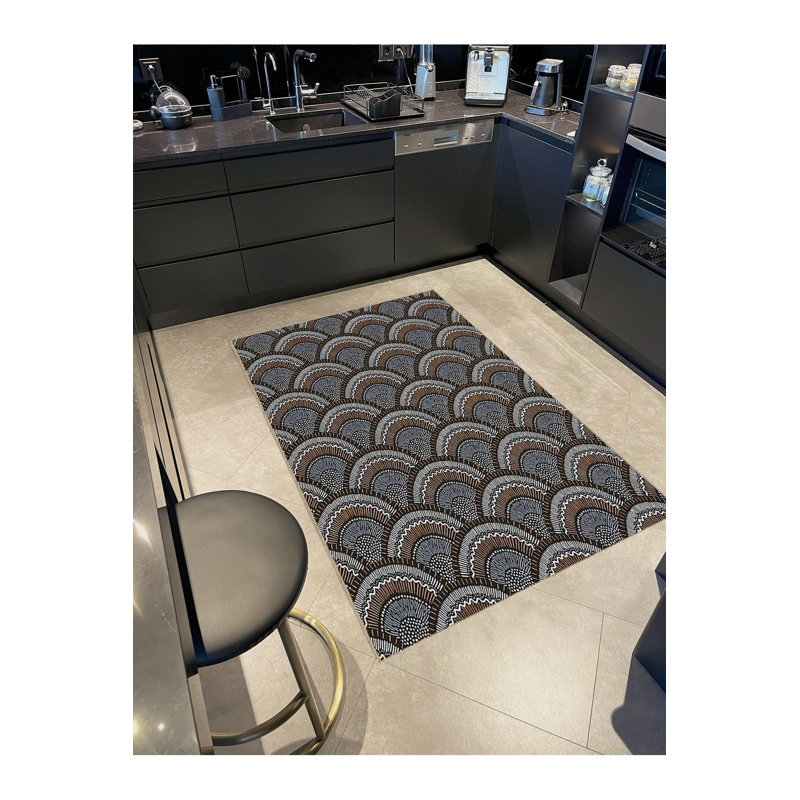 Tapis décoratif foncé lavable à la machine, Tapis de couloir 3 pi 3 po x 9 pi 10 po